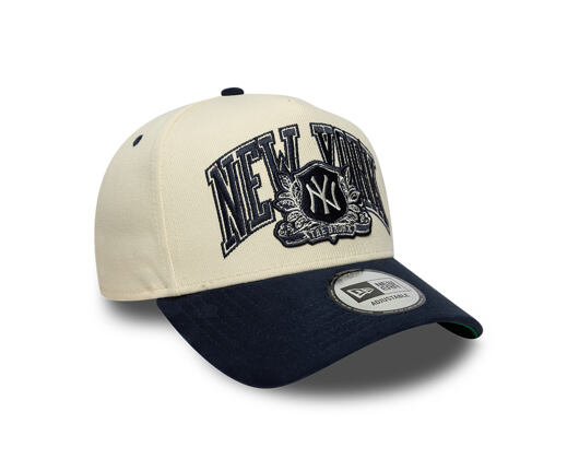 Kšiltovka New Era - MLB Wordmark Suede 9FORTY A-Frame - NY Yankees - Cream / Navy