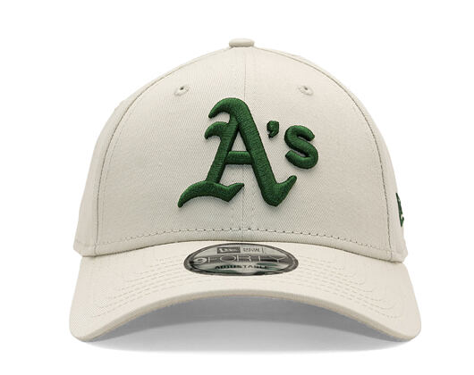 Kšiltovka New Era - MLB League Essential 9FORTY - Oakland Athletics - Stone / Dark Green