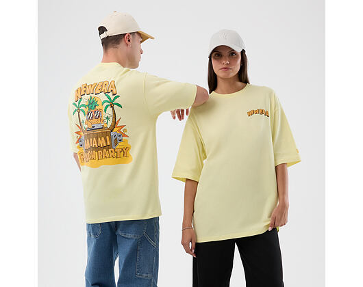 Triko New Era - Branded Beach Party Graphic Oversized Tee - Yellow