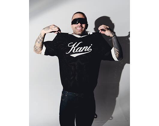 Triko Karl Kani - Cursive Varsity Crochet Boxy T-Shirt - Black