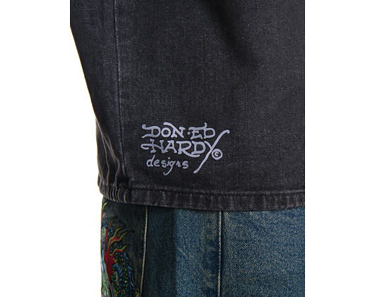 Košile Ed Hardy - Mens Eagle And Stars Relaxed Denim Shirt - Black