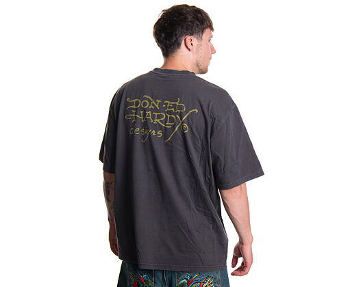 Triko Ed Hardy - Battle Of The Dragons Relaxed Tshirt - Charcoal