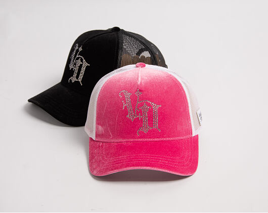 Dámská Kšiltovka Von Dutch - Baseball - Velvet Rhinestone Logo - White / Pink