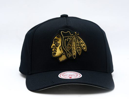 Kšiltovka Mitchell & Ness - NHL Black And Gold Pro Snapback - Chicago Blackhawks - Black