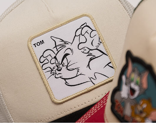 Kšiltovka Capslab - Tom & Jerry Trucker - Tom Line Art Suede Visor - Off White / Black