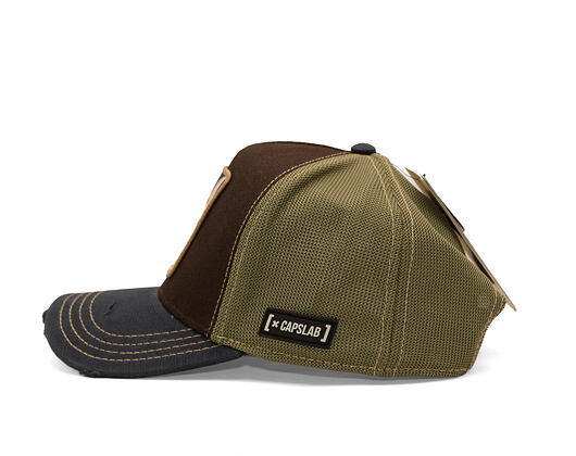 Kšiltovka Capslab - Tom & Jerry Trucker - Best Buddies Distressed Patch - Brown / Olive