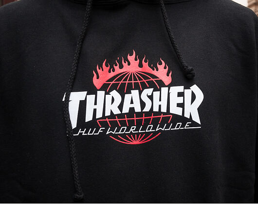 Mikina S Kapucí HUF Thrasher Tour De Stoops Black