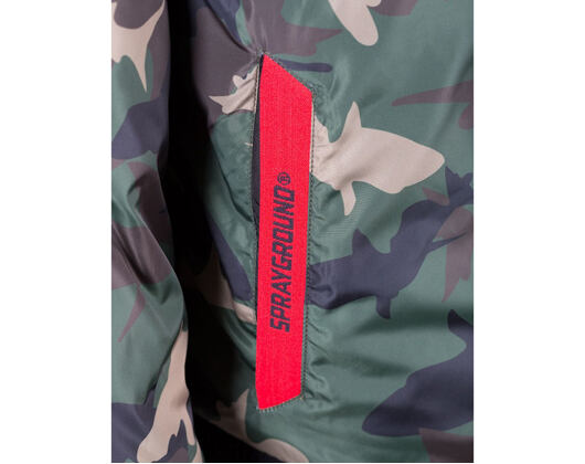 Oboustranná péřová zimní bunda Sprayground Shark Mouth Reversible Camo