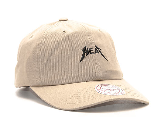 Kšiltovka Mitchell & Ness Rock Font Dad Hat Miami Heat Khaki Strapback