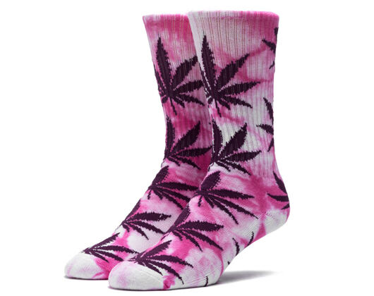 Ponožky HUF Tie Dye Plantlife Crew Pink/Purple
