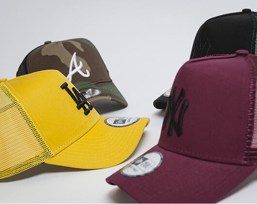 Kšiltovka New Era League Essential Trucker Atlanta Braves 9FORTY Woodland Camo/White Snapback