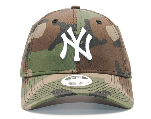 Dámská Kšiltovka New Era League Essential New York Yankees 9FORTY Woodland Camo/White Strapback