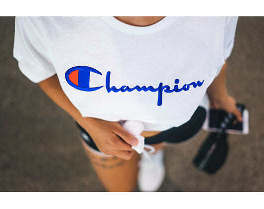 Triko Champion Crewneck T-Shirt Classic Logo White 210972 WW001 WHT