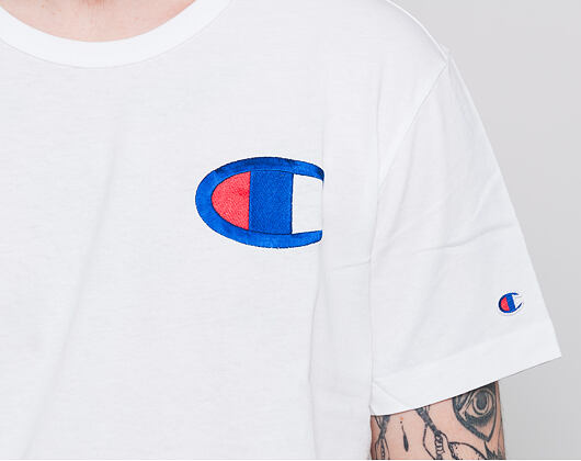 Triko Champion Crewneck T-Shirt Embroidered Mid Logo White