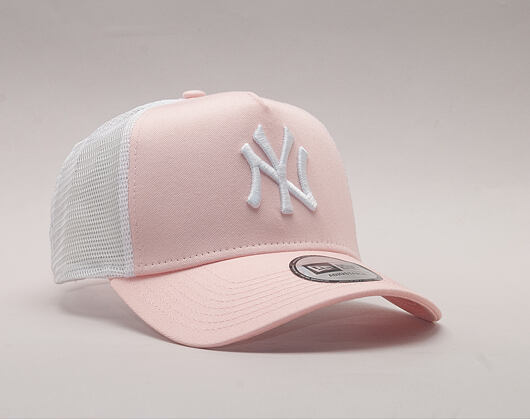 Kšiltovka New Era  League Essential New York Yankees 9FORTY A-FRAME TRUCKER  Pink Lemonade / Optic W