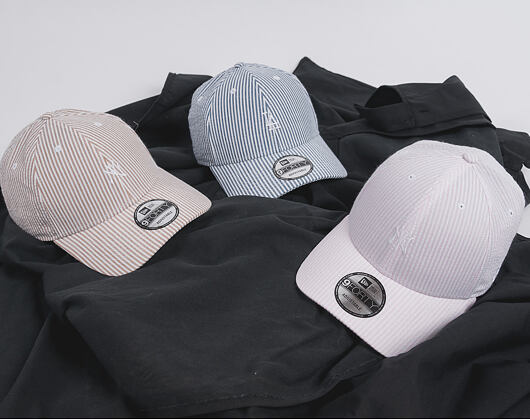Kšiltovka New Era Seersucker New York Yankees 9FORTY Strapback Khaki / Optic White