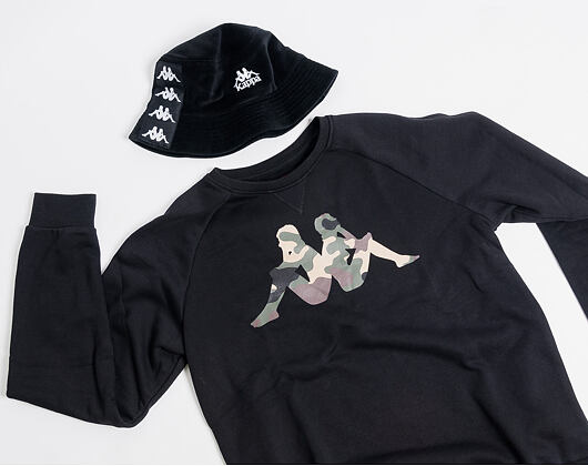 Mikina Kappa Authentic Oiano Crewneck Black/Millitary
