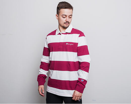 Triko Champion Long Sleeve Polo T-Shirt Red/White