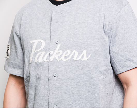 Triko New Era Green Bay Packers Script Button Up Light Gray Heather