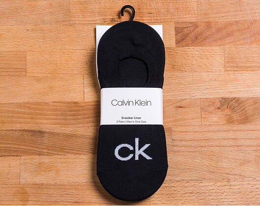 Ponožky Calvin Klein Logo Liner Black 3 Pack ECA343-00