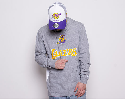 Mikina New Era Los Angeles Lakers Contrast Panel Light Gray Heather