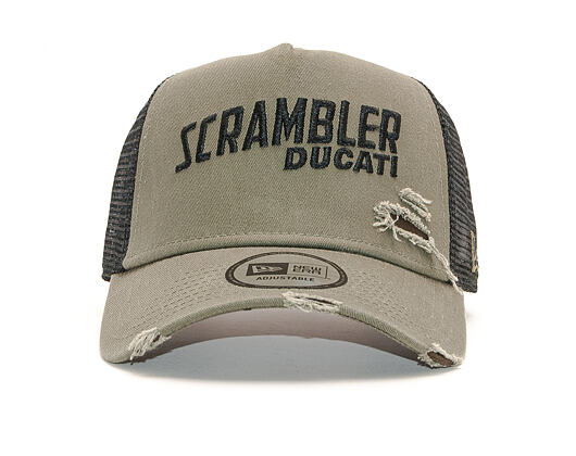 Kšiltovka New Era 9FORTY Trucker Ducati Scrambler Distressed New Olive Snapback