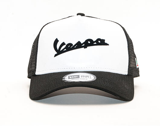 Kšiltovka New Era 9FORTY Trucker Vespa Flock Logo White / Black Snapback