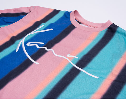 Triko Karl Kani Signature Stripe Tee 6060595 Turquoise/Black/Blue/Pink