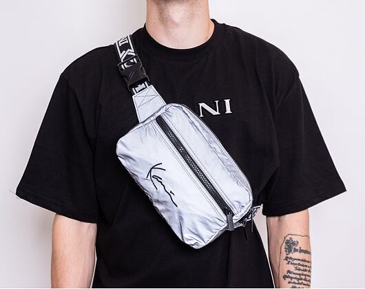 Ledvinka Karl Kani Signature Tape Hip Bag Reflective Silver 4004159