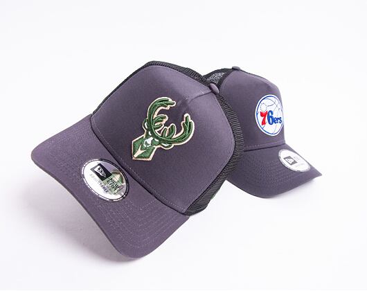 Kšiltovka New Era 9FORTY A-FRAME Trucker NBA Dark Base Team Milwaukee Bucks Graphite