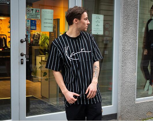 Triko Karl Kani 6069899 Signature Pinstripe Tee Black/White/Light Blue