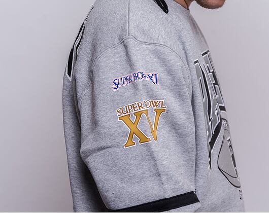 Mikina Mitchell & Ness All Over Print Fleece Crew Oakland Raiders Grey Heather