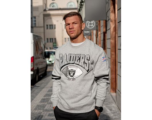 Mikina Mitchell & Ness All Over Print Fleece Crew Oakland Raiders Grey Heather