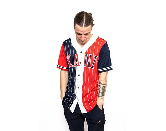 Dres Karl Kani College Block Pinstripe Baseball Shirt 6035557 KM213-080 Navy/ Red
