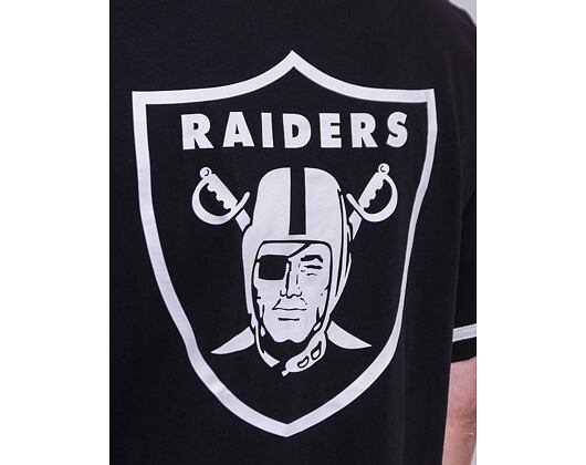 Triko New Era Distressed Logo Button Up Tee Las Vegas Raiders Black