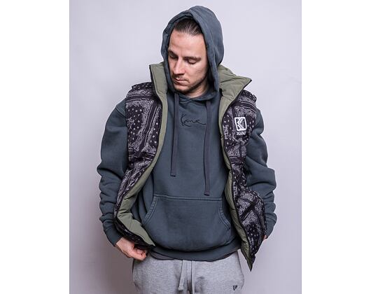 Vesta Karl Kani OG Reversible Paisley Puffer Vest black/military green