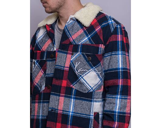 Bunda Karl Kani Chest Signature Heavy Flannel Shirt Jacket sand/black