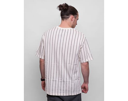 Triko New Era Oversized Pinstripe Tee Off White/Maroon