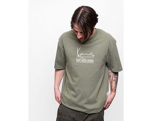 Triko Karl Kani Jeans Signature Washed Destroyed Tee military green
