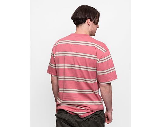 Triko Karl Kani Retro Stripe Tee rose/brown/light sand