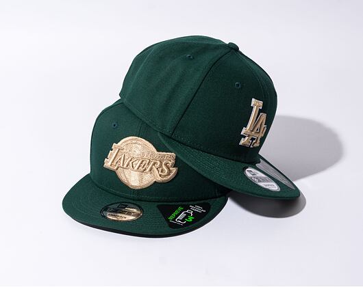 Kšiltovka New Era 9FIFTY NBA Repreve Los Angeles Lakers Dark Green / Oat Milk