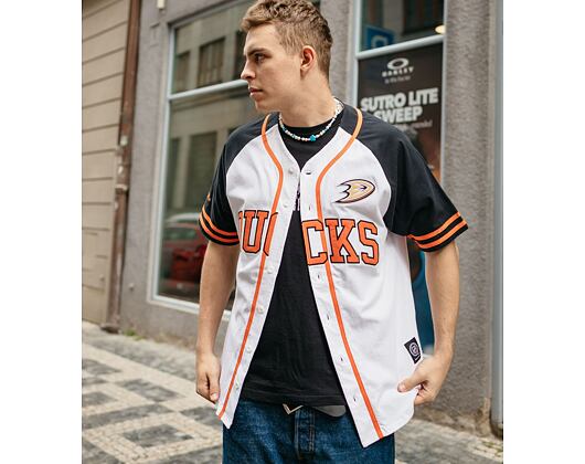 Dres Mitchell & Ness Practice Day Button Front Jersey ANAHEIM DUCKS White