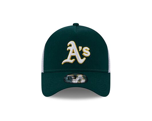 Kšiltovka New Era 9FORTY A-Frame Trucker MLB Team Script Oakland Athletics Dark Green / White