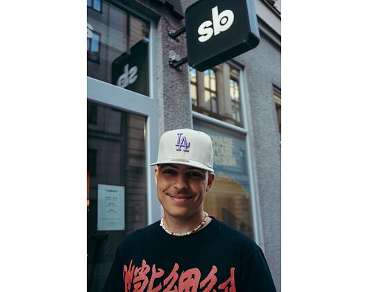 Kšiltovka New Era 59FIFTY MLB League Essential Los Angeles Dodgers Stone / Purple Nitro