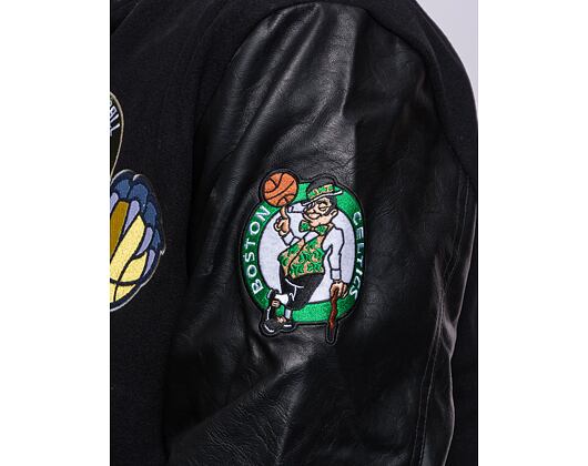 Bunda New Era NBA Badge Varsity Jacket NBA All-Over Black / Optic White
