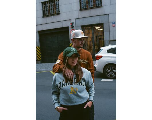 Mikina New Era MLB Large Logo Oversized Crewneck Oakland Athletics Cooperstown Heather Gray / Dark G