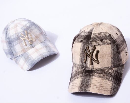 Dámská kšiltovka New Era 9FORTY Womens MLB Plaid New York Yankees Walnut / Stone