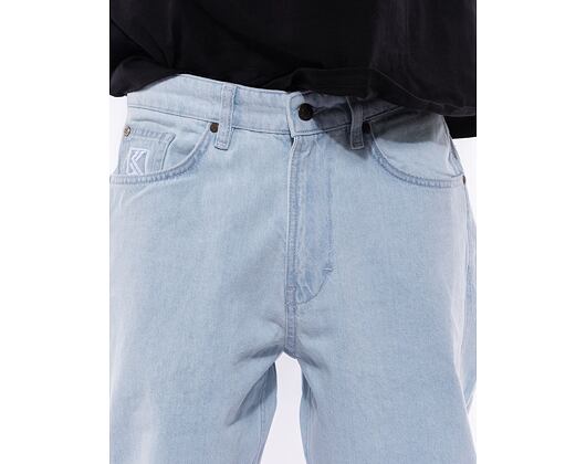 Džíny Karl Kani Small Signature Baggy Five Pocket Denim bleached blue