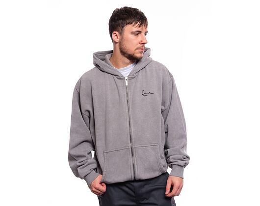 Mikina Karl Kani Small Signature Washed OS Dragon Full Zip Hoodie grey