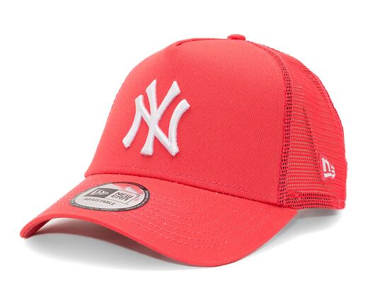 Kšiltovka New Era 9FORTY A-Frame Trucker MLB League Essential New York Yankees Lava Red / White / La